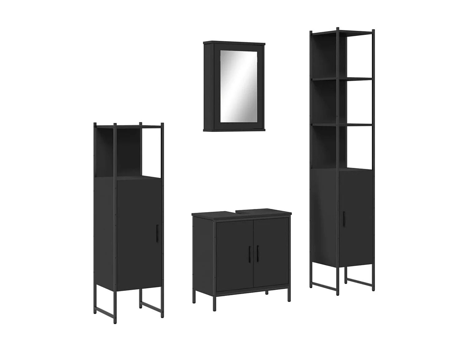 Ensemble de meubles salle de bain 4 pcs noir bois d'ingénierie