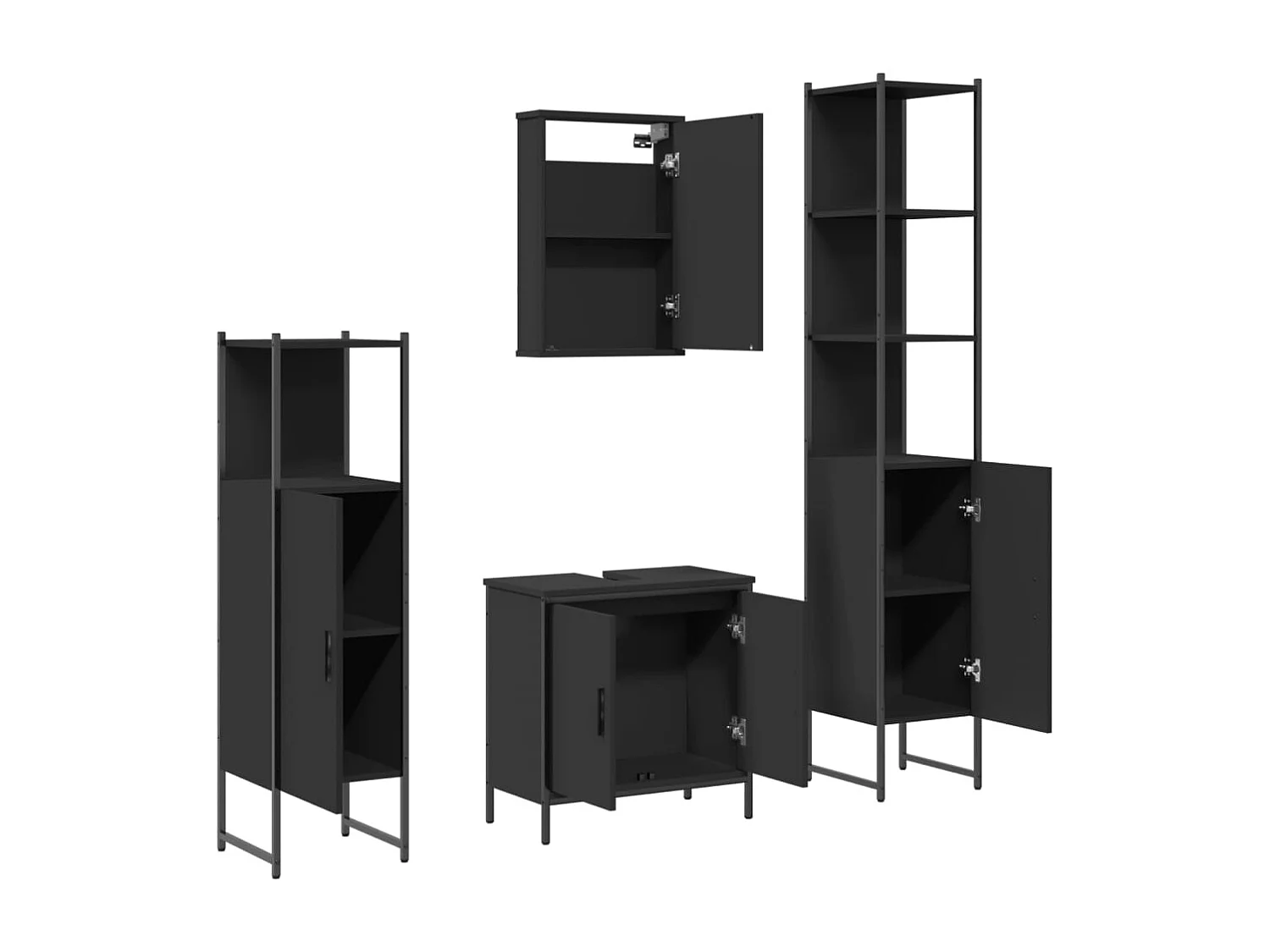 Ensemble de meubles salle de bain 4 pcs noir bois d'ingénierie