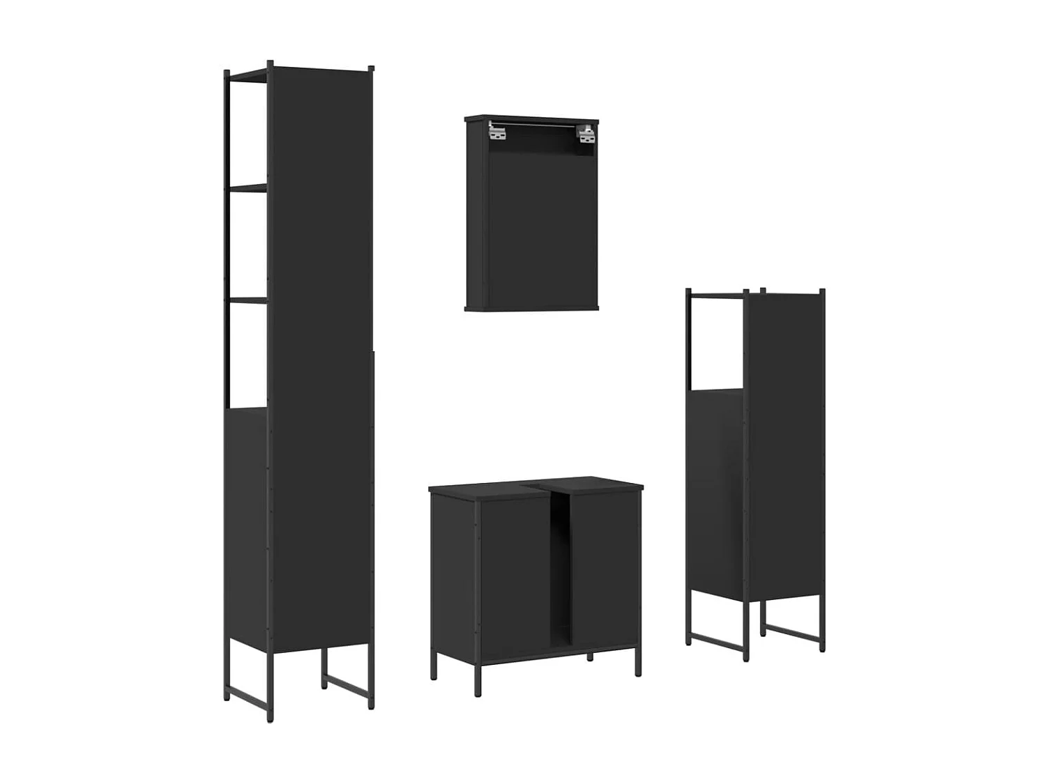 Ensemble de meubles salle de bain 4 pcs noir bois d'ingénierie