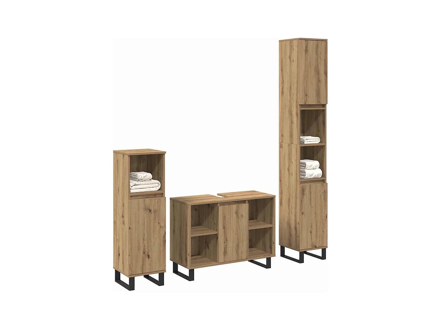 Ensemble de mobilier de salle de bain avec porte 3 pcs Marron
