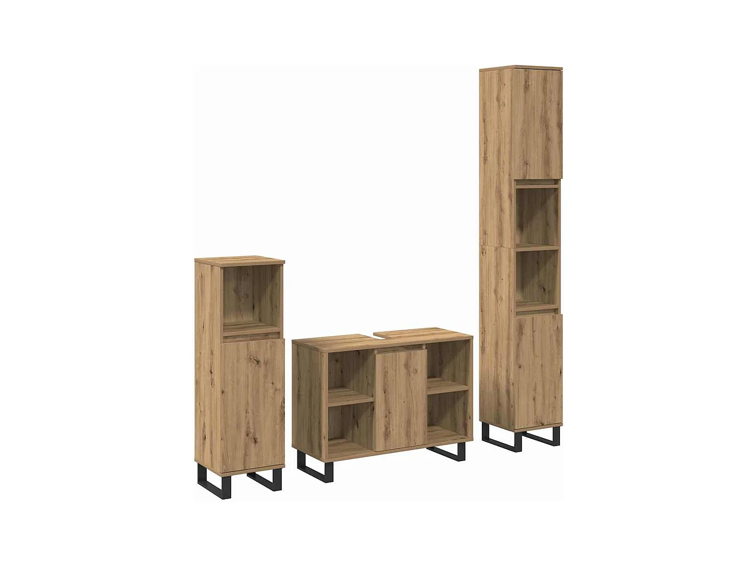 Ensemble de mobilier de salle de bain avec porte 3 pcs Marron