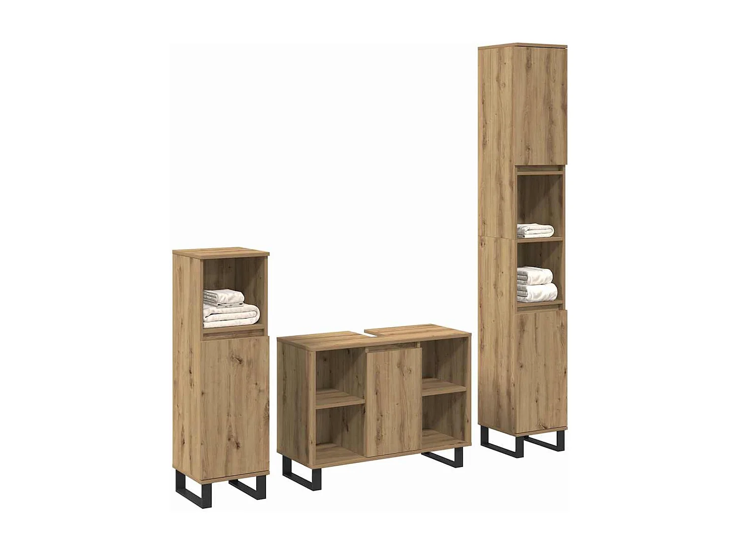 Set di mobili da bagno con anta 3 pezzi Marrone