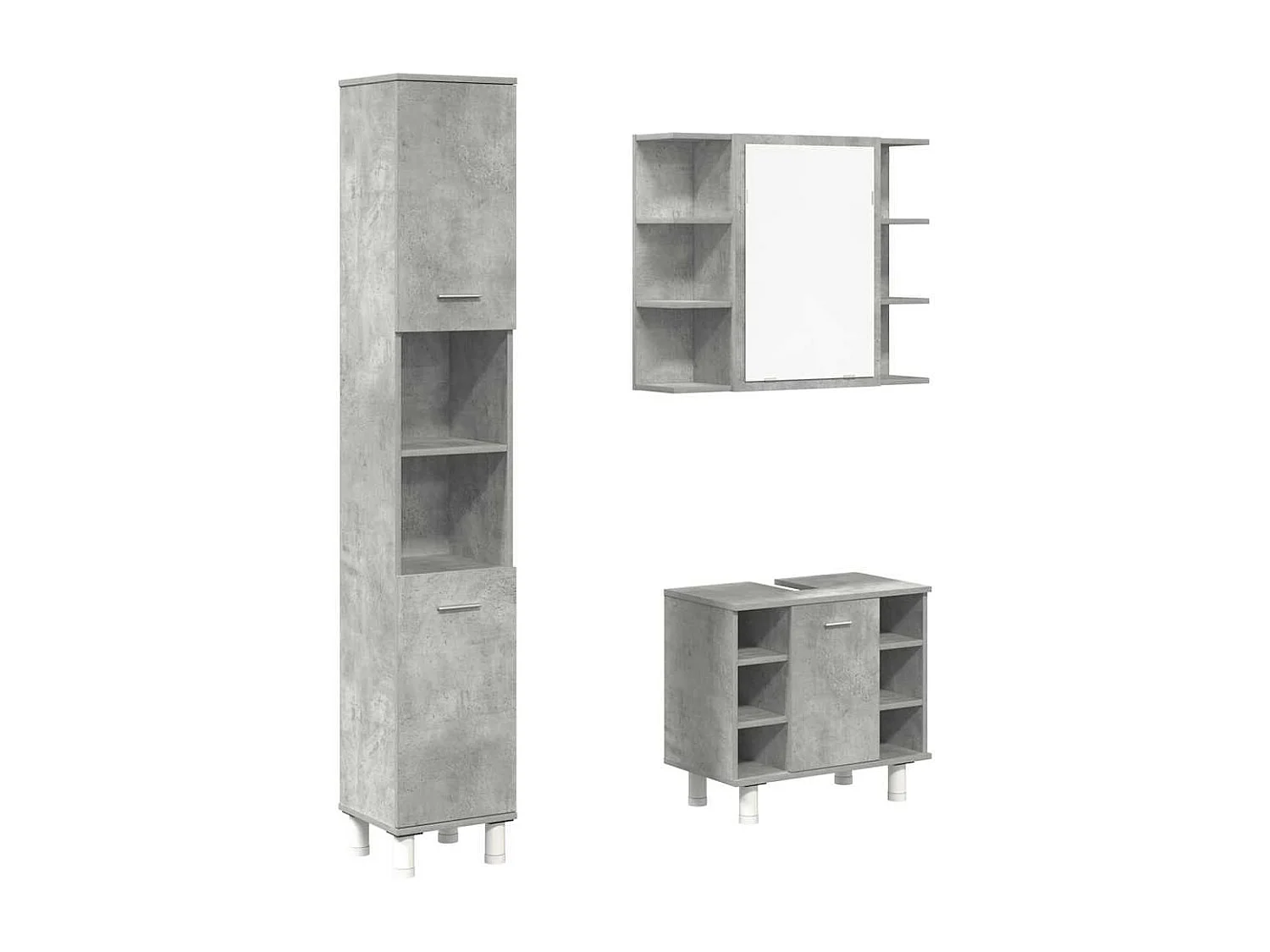 Set di mobili da bagno 3 pezzi grigio cemento