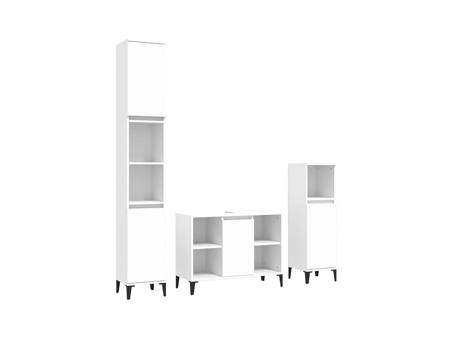 Ensemble de meubles salle de bain 3 pcs blanc bois d'ingénierie