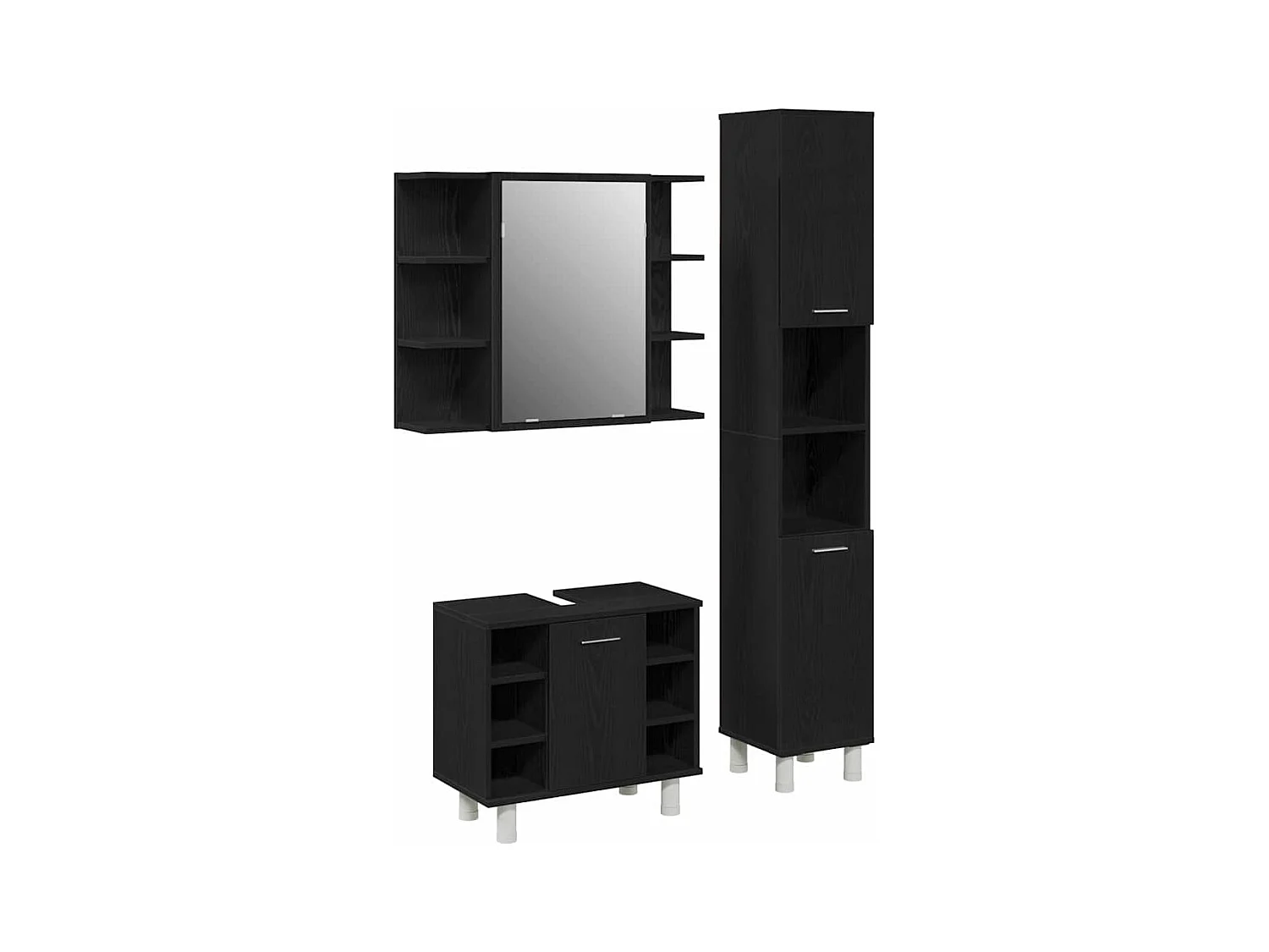 Badkamermeubelset met plank 3 stuks Zwart