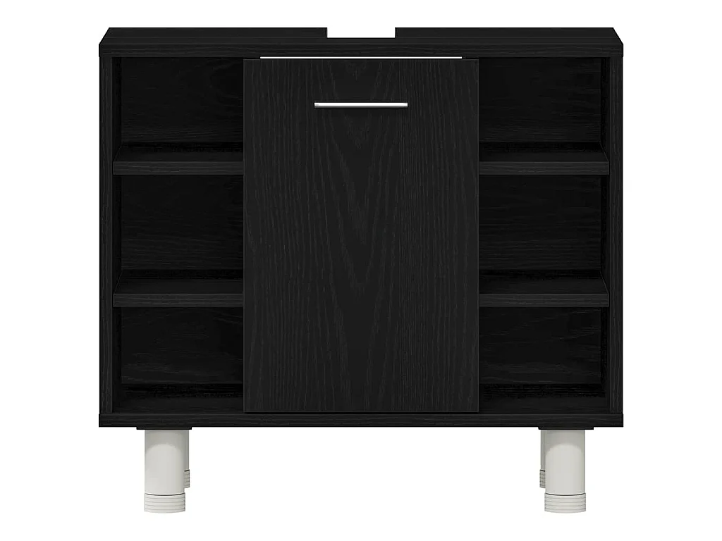 Set di mobili da bagno con mensola 3 pezzi nero