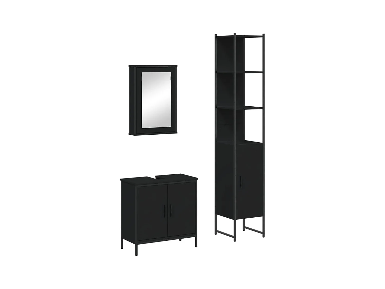 Ensemble de meubles salle de bain 3 pcs noir bois d'ingénierie