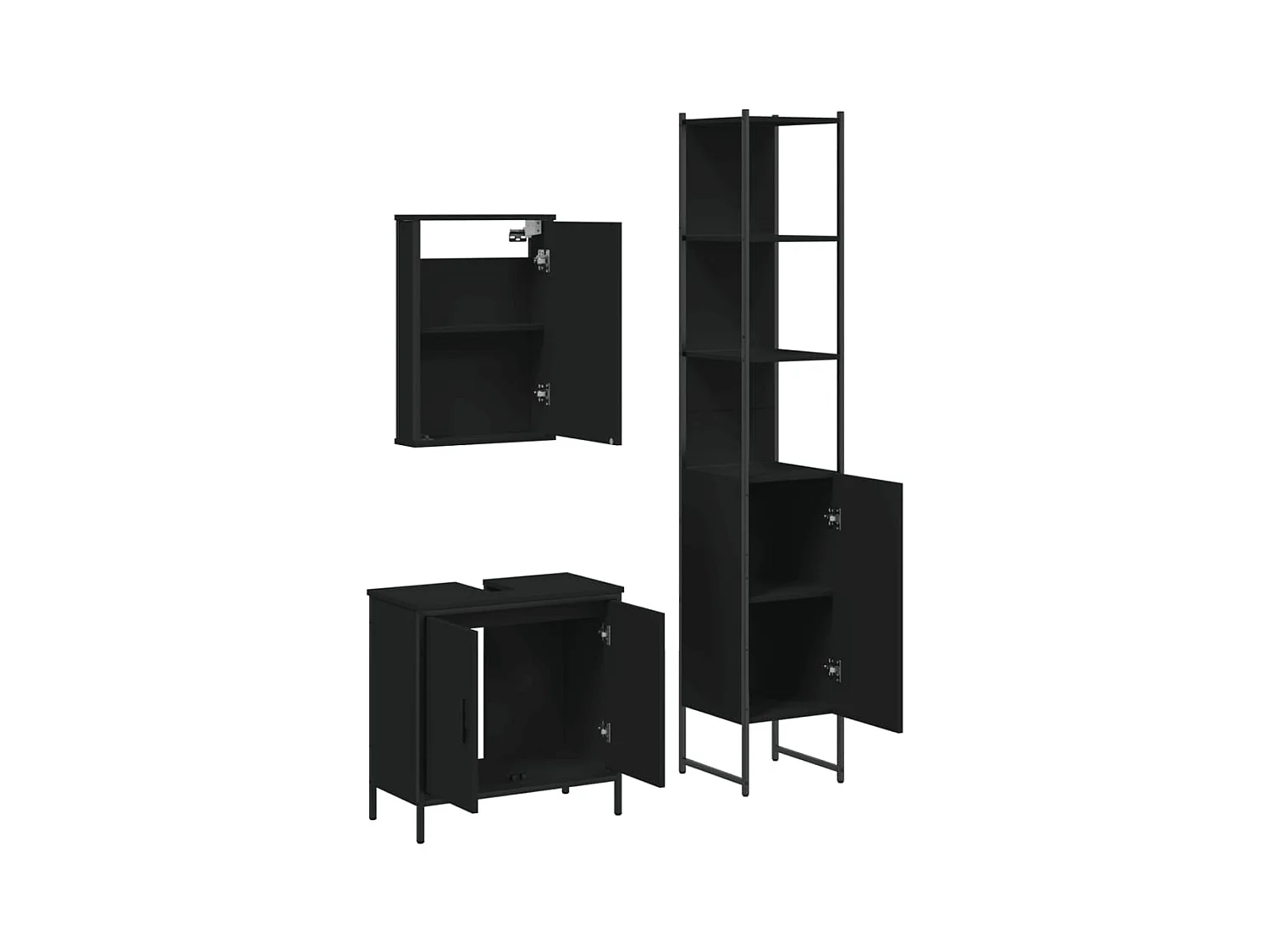 Ensemble de meubles salle de bain 3 pcs noir bois d'ingénierie