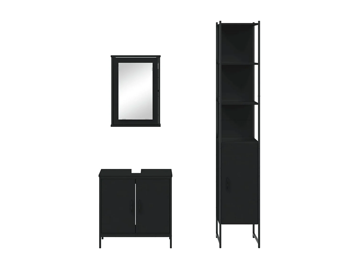 Ensemble de meubles salle de bain 3 pcs noir bois d'ingénierie