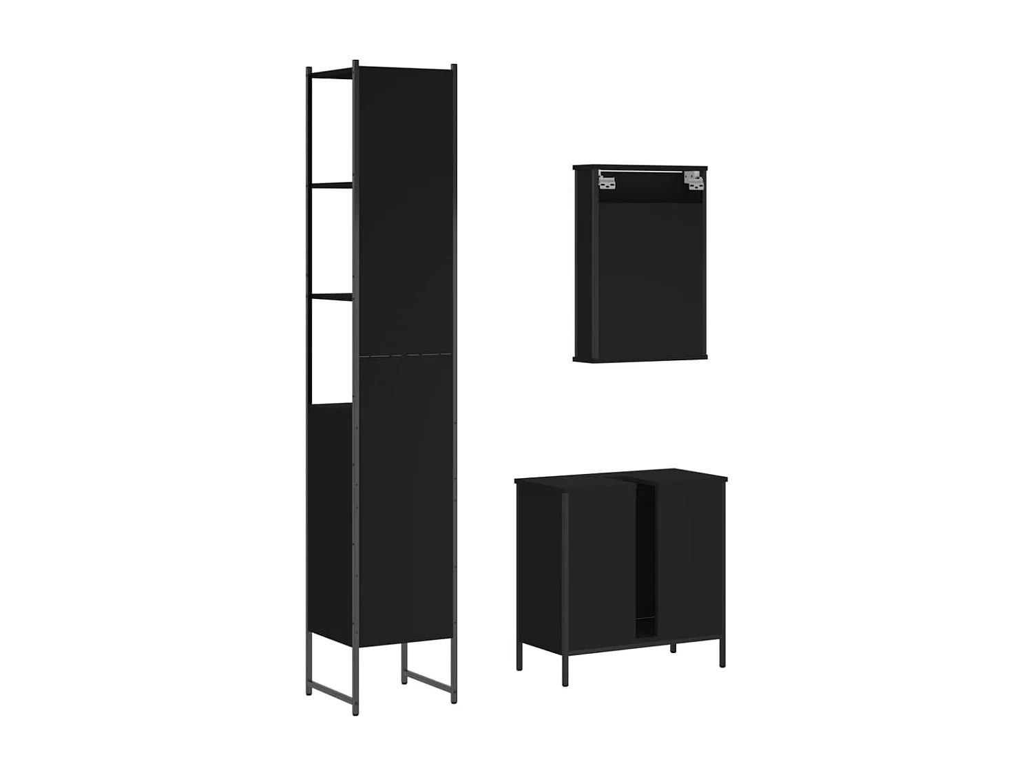 Ensemble de meubles salle de bain 3 pcs noir bois d'ingénierie