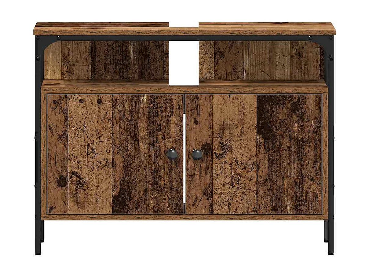 Ensemble de mobilier de salle de bain avec porte 3 pcs Marron