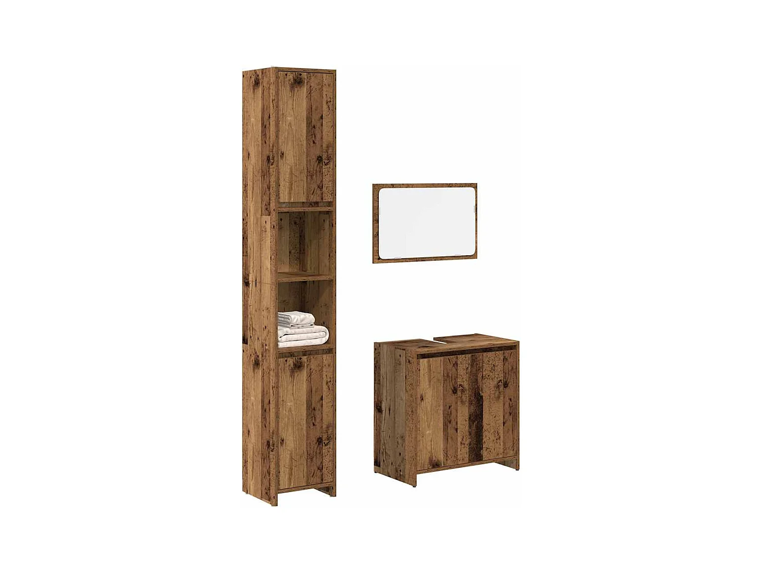 Set di mobili da bagno in legno ingegnerizzato da 3 pezzi