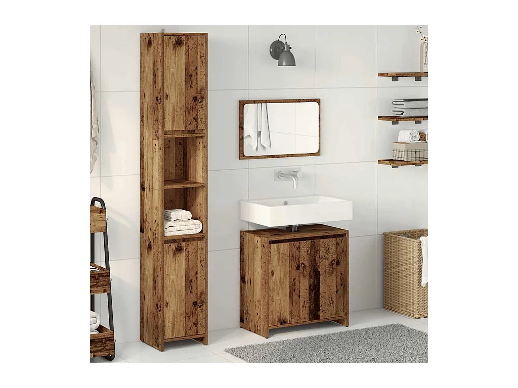 Set di mobili da bagno in legno ingegnerizzato da 3 pezzi