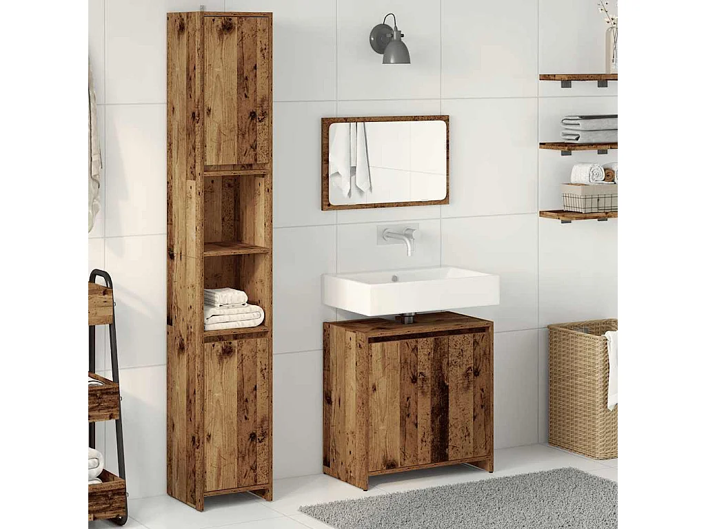 Ensemble de meubles salle de bain 3 pcs bois d'ingénierie