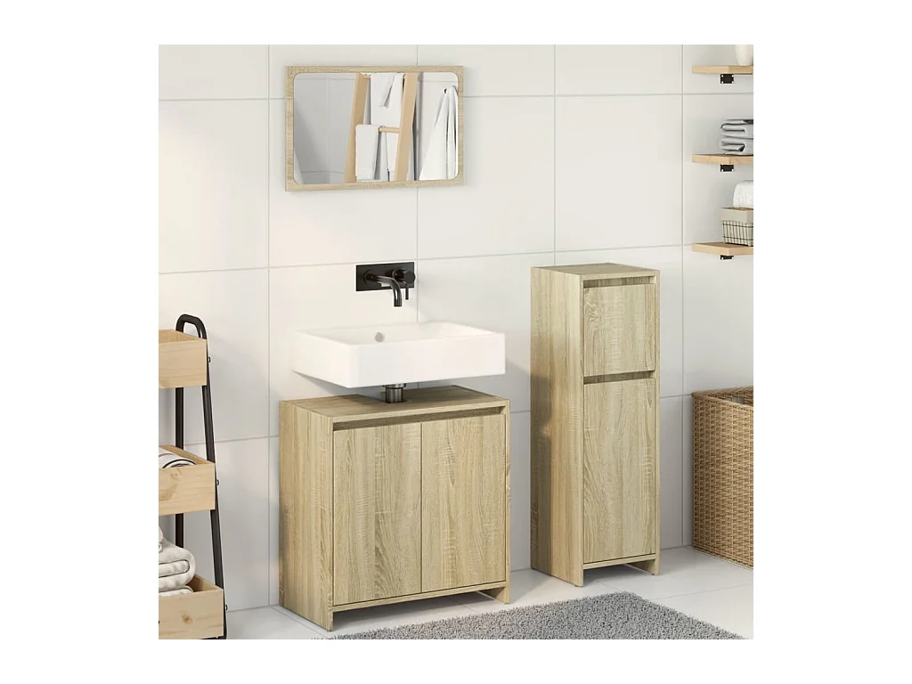 Conjunto de muebles de baño de 3 piezas roble sonoma