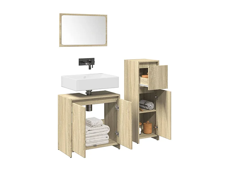 Set di mobili da bagno 3 pezzi in rovere Sonoma