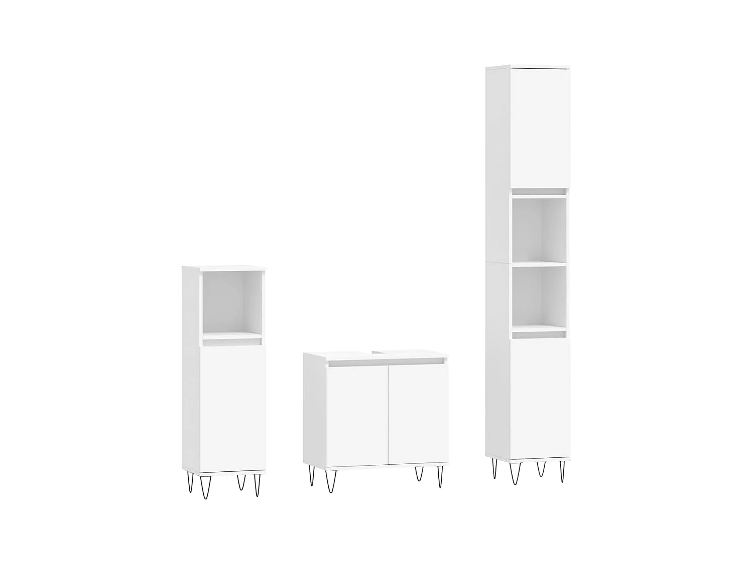 Ensemble d'armoires salle de bain 3 pcs blanc bois d'ingénierie