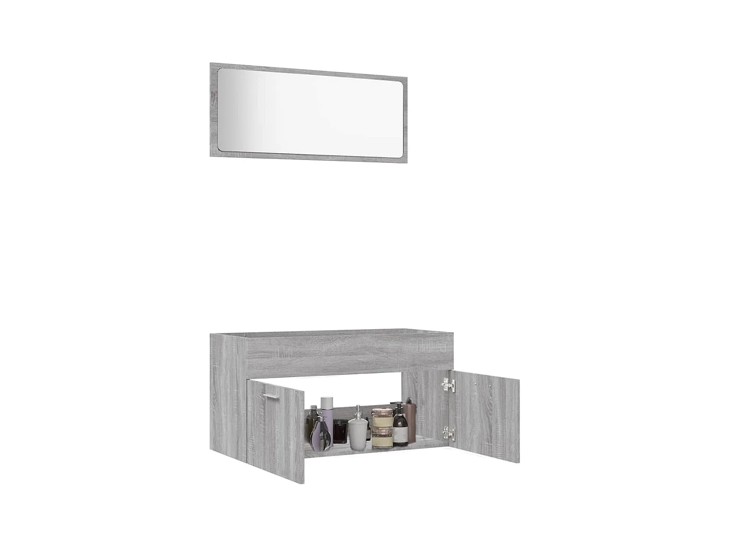Ensemble de meubles de salle de bain 2 pcs Sonoma gris