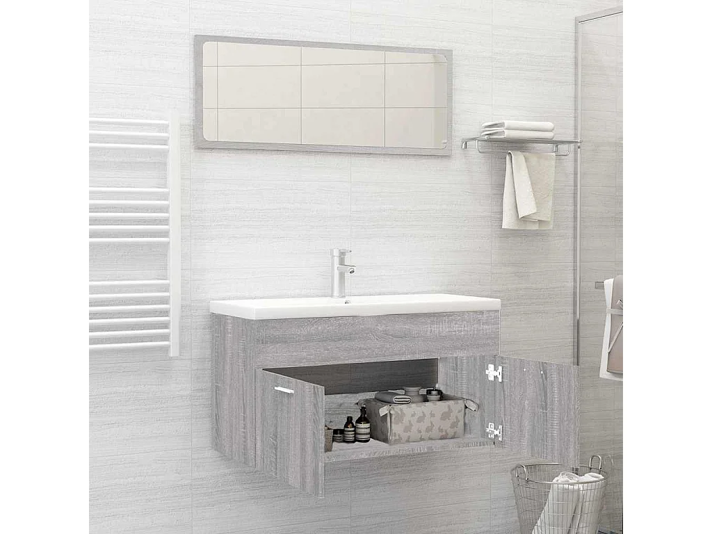 Ensemble de meubles de salle de bain 2 pcs Sonoma gris