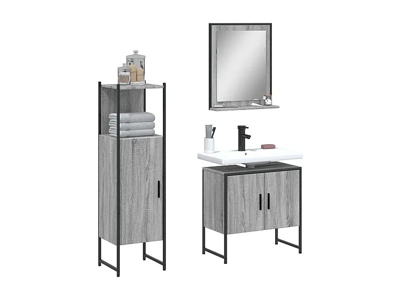 Set di mobili da bagno Sonoma Gray da 3 pezzi