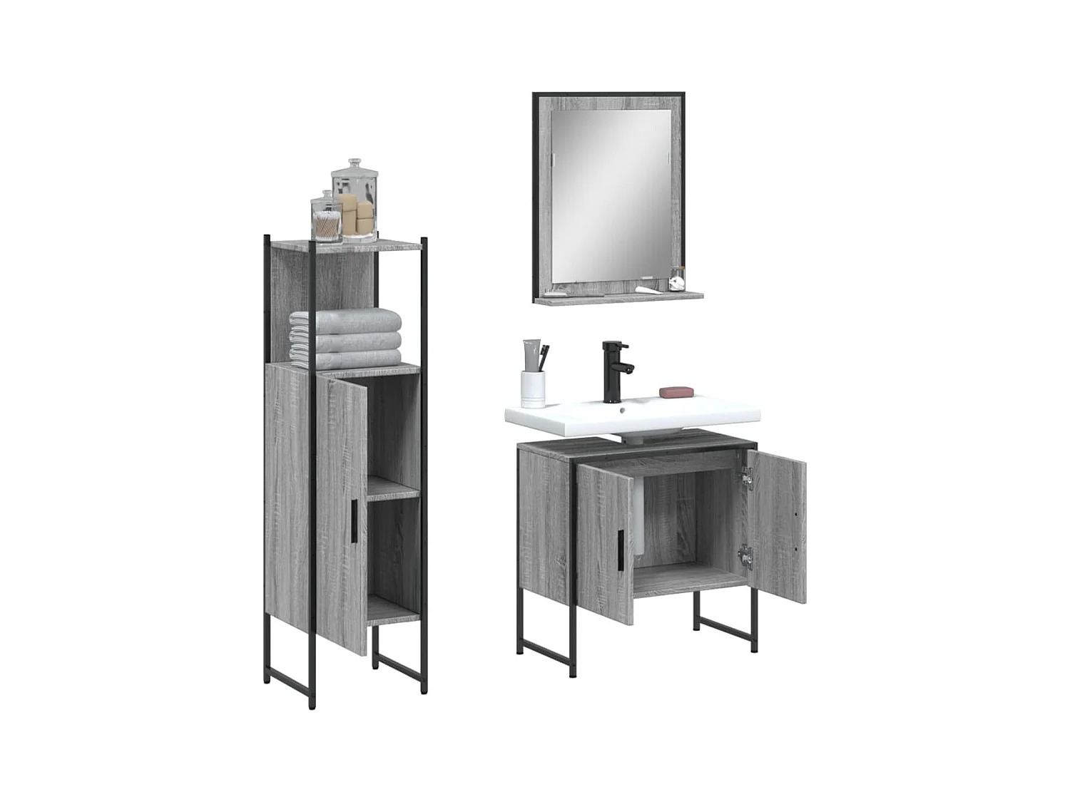 Sonoma Gray 3-delige badkamerkastset