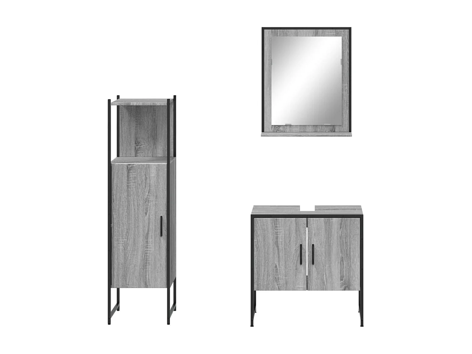 Juego de gabinetes de baño de 3 piezas en gris Sonoma
