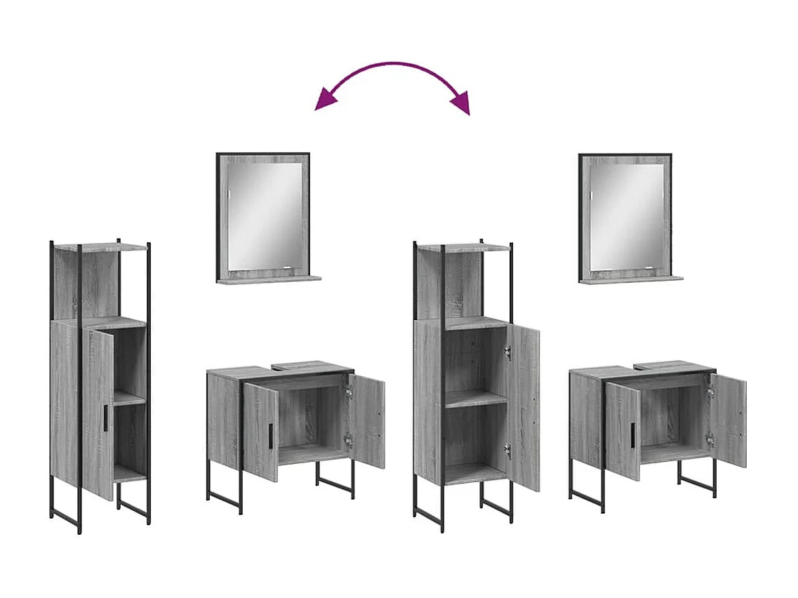 Juego de gabinetes de baño de 3 piezas en gris Sonoma