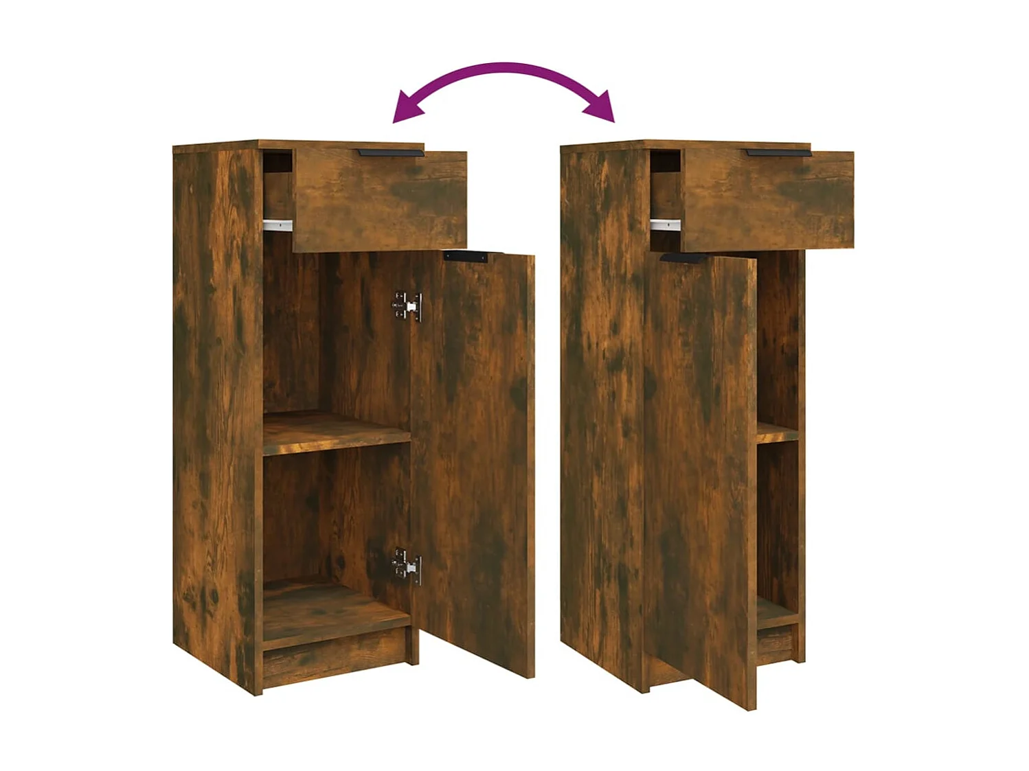 Set di mobili da bagno in rovere affumicato da 4 pezzi