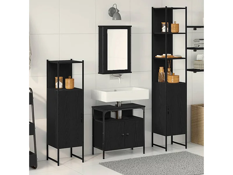 Ensemble de mobilier de salle de bain 4 pcs Chêne noir
