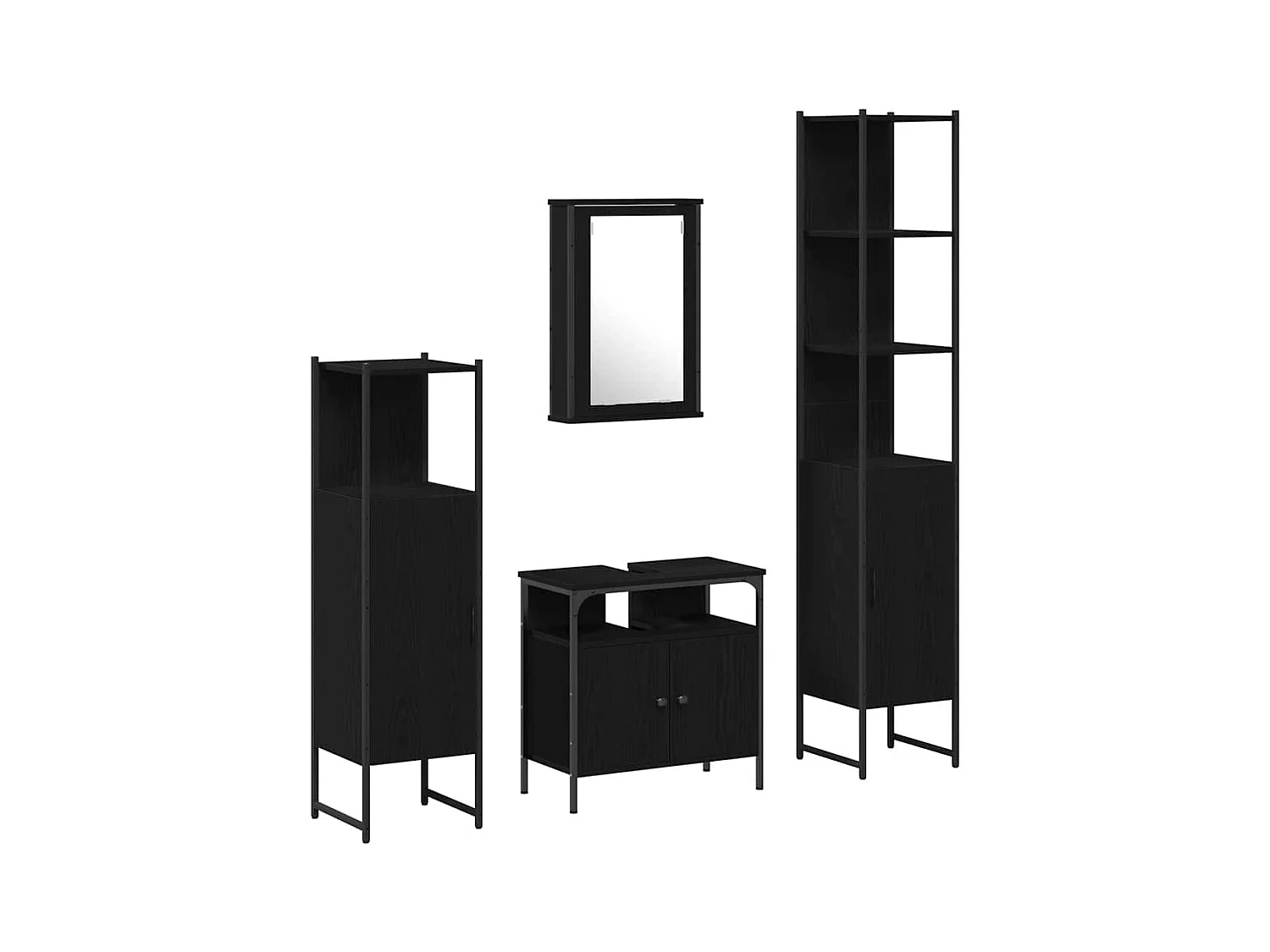 Ensemble de mobilier de salle de bain 4 pcs Chêne noir