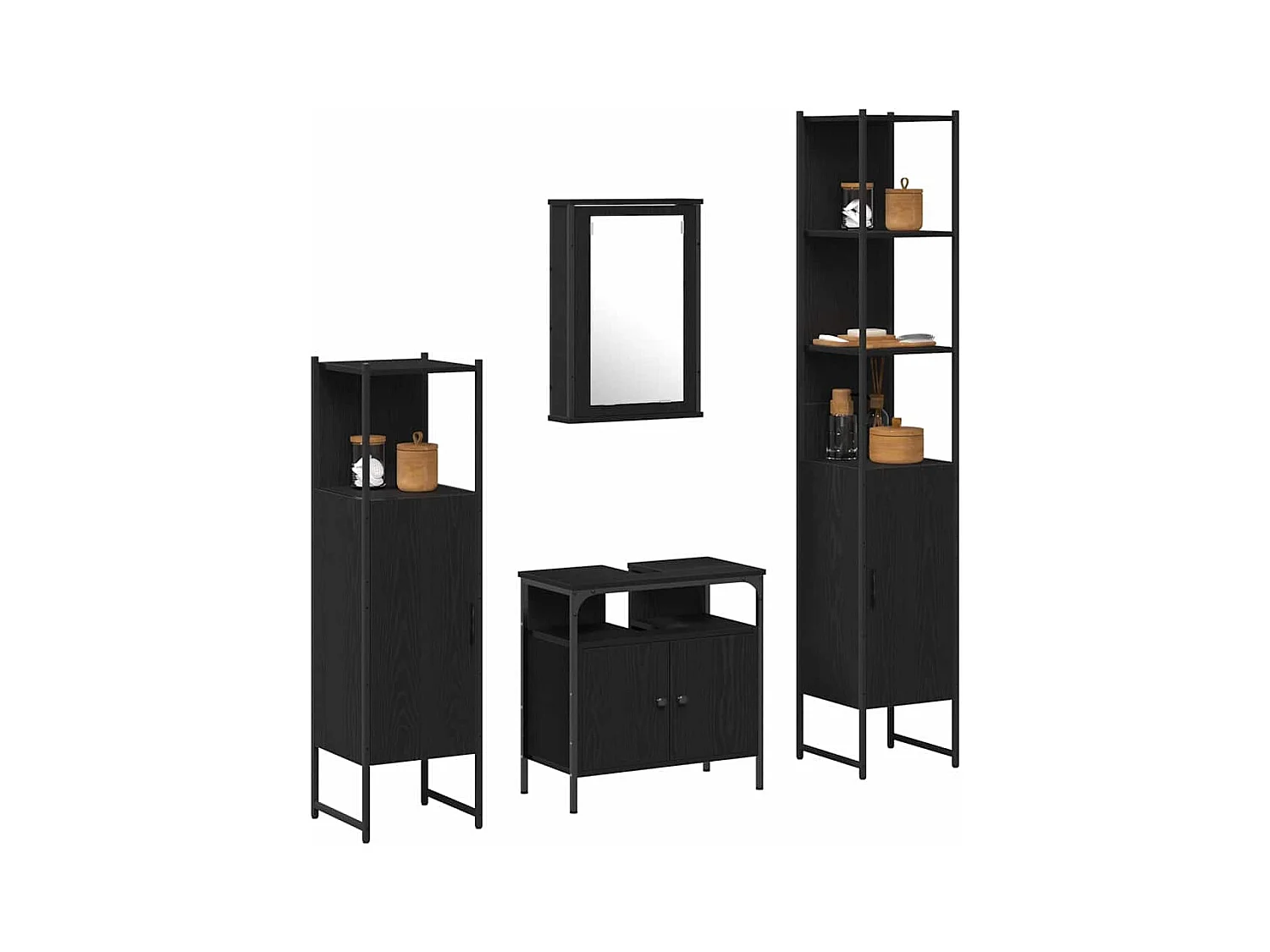 Ensemble de mobilier de salle de bain 4 pcs Chêne noir