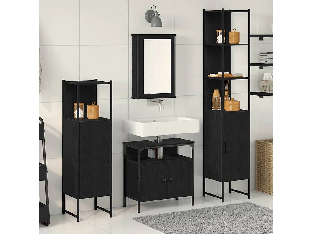 Ensemble de mobilier de salle de bain 4 pcs Chêne noir