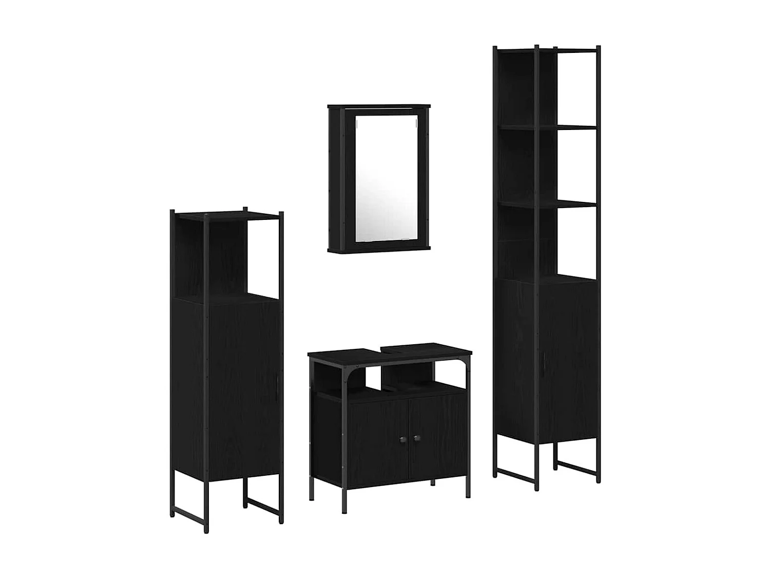Ensemble de mobilier de salle de bain 4 pcs Chêne noir