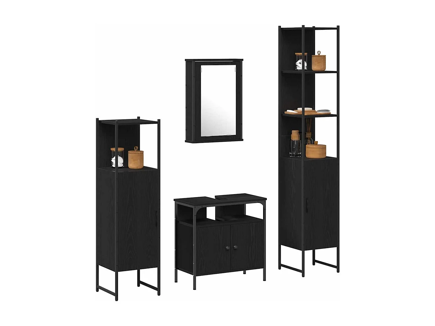 Ensemble de mobilier de salle de bain 4 pcs Chêne noir