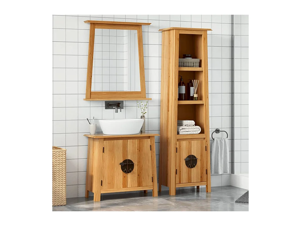 Ensemble de meubles de salle de bain 3 pcs bois de pin massif