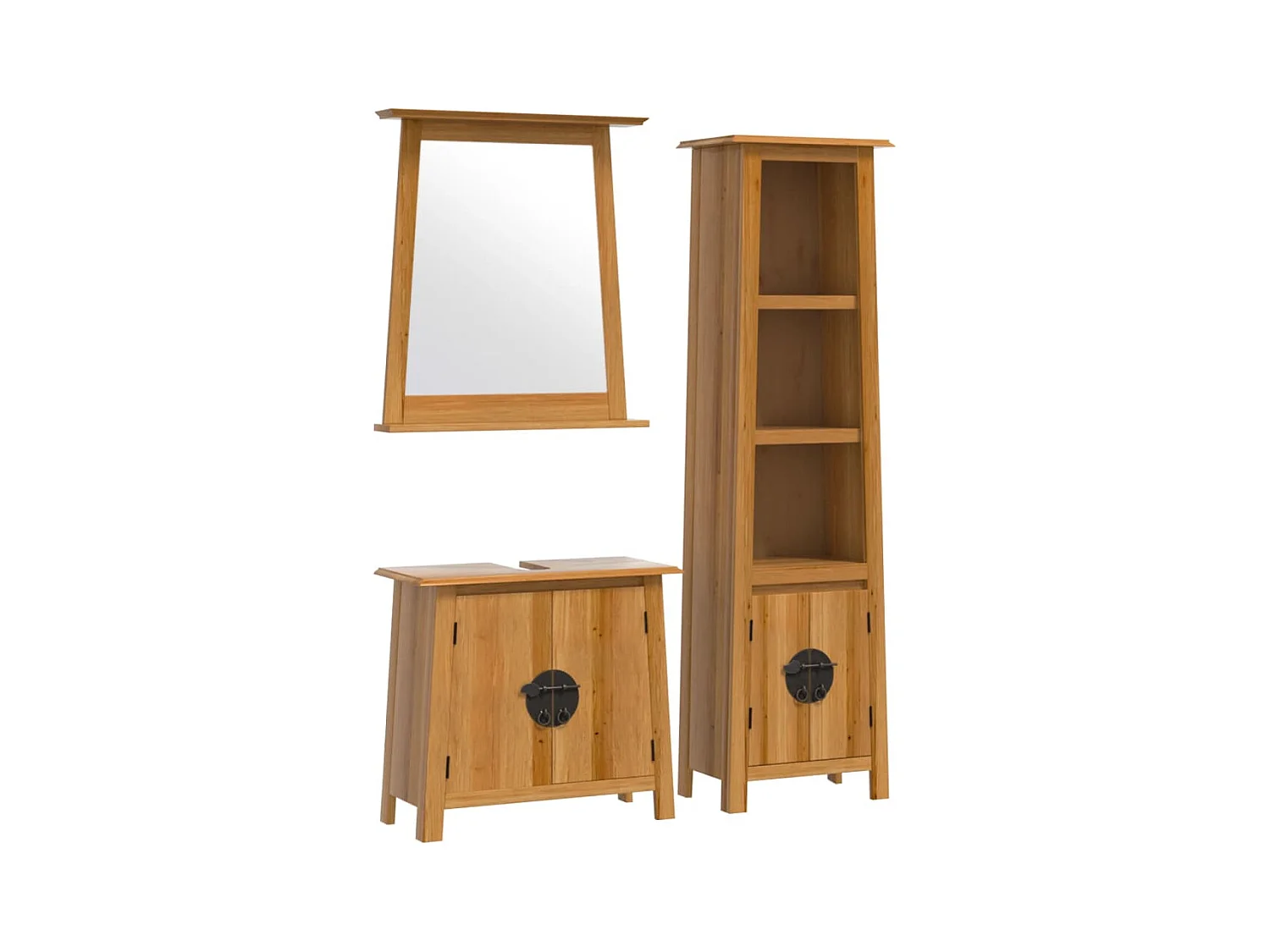 Ensemble de meubles de salle de bain 3 pcs bois de pin massif