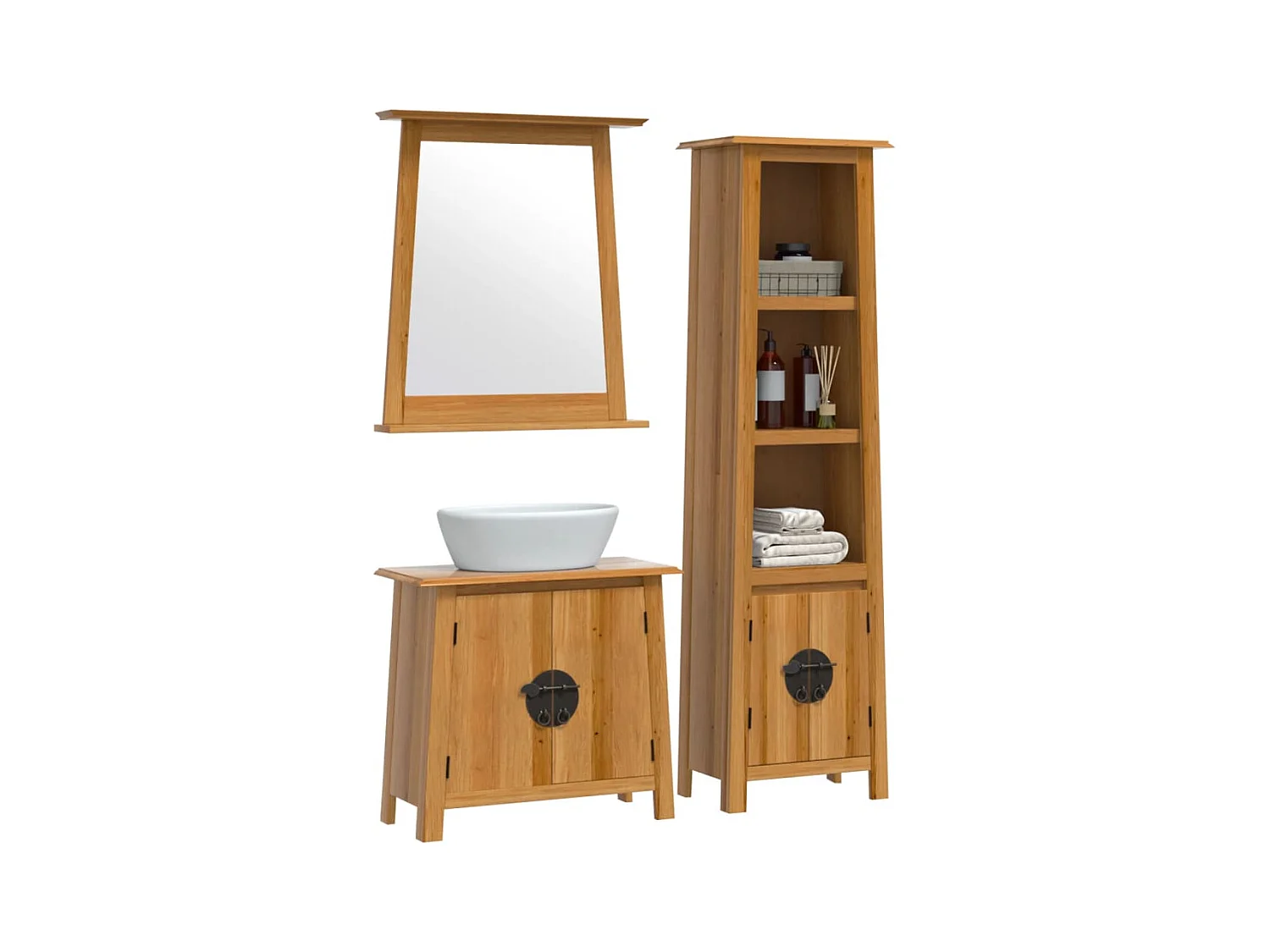 Ensemble de meubles de salle de bain 3 pcs bois de pin massif