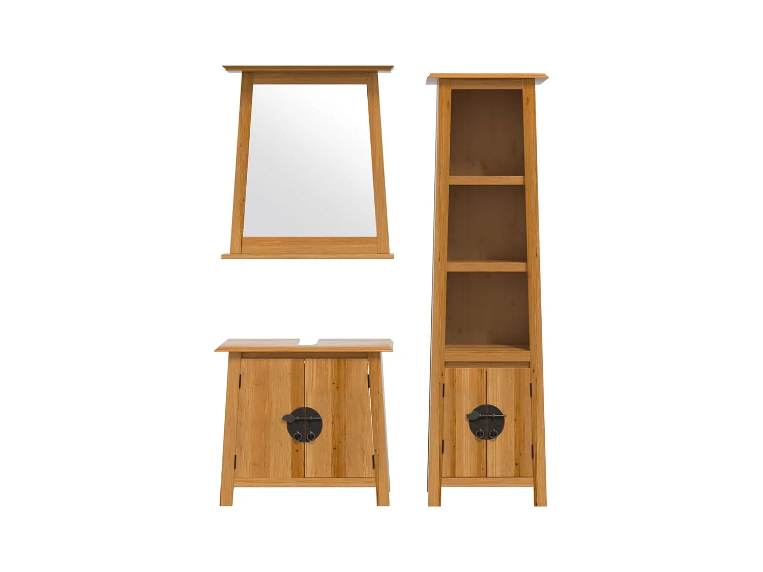 Ensemble de meubles de salle de bain 3 pcs bois de pin massif