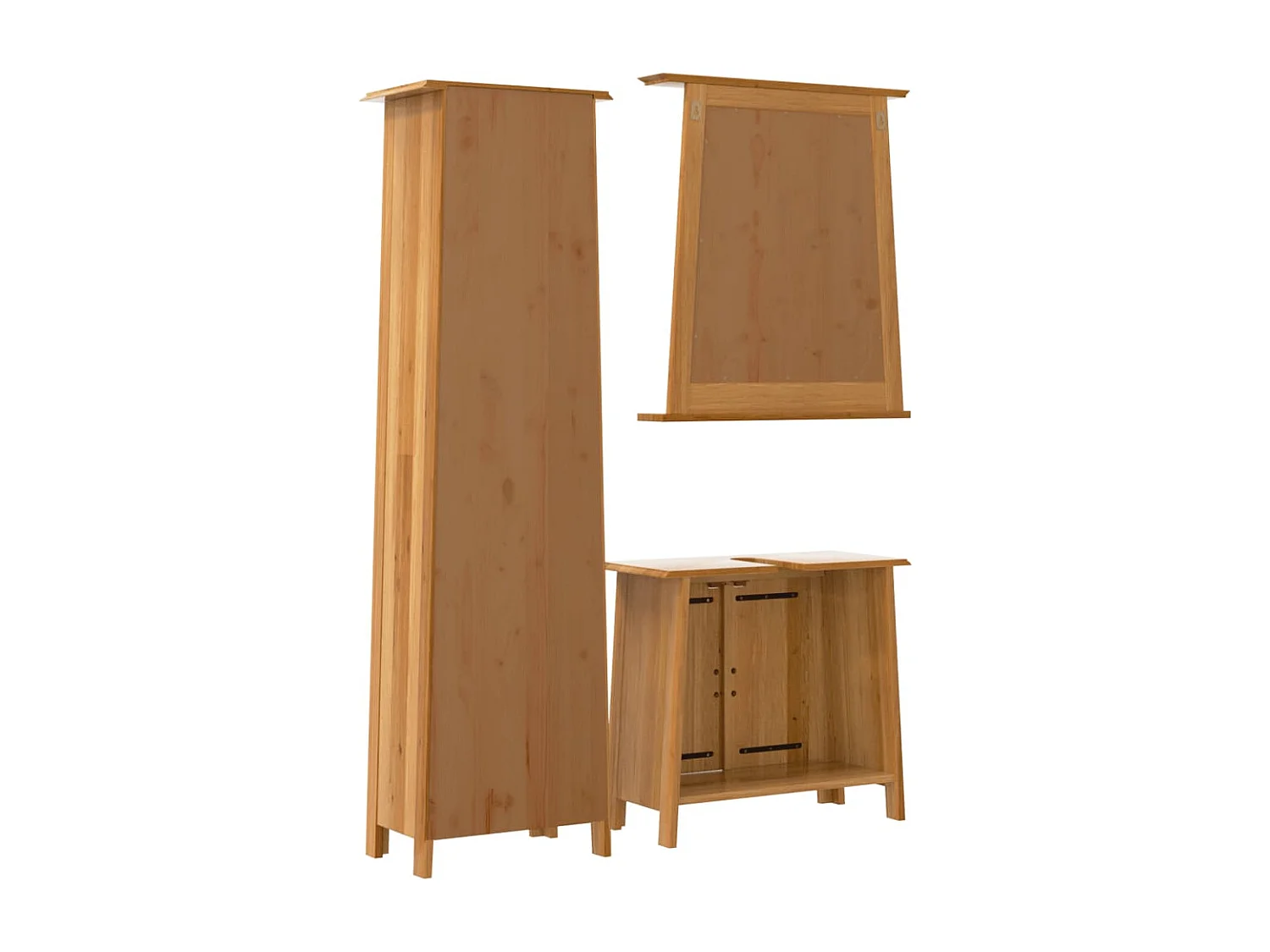 Conjunto de muebles de baño de 3 piezas fabricado en madera maciza de pino