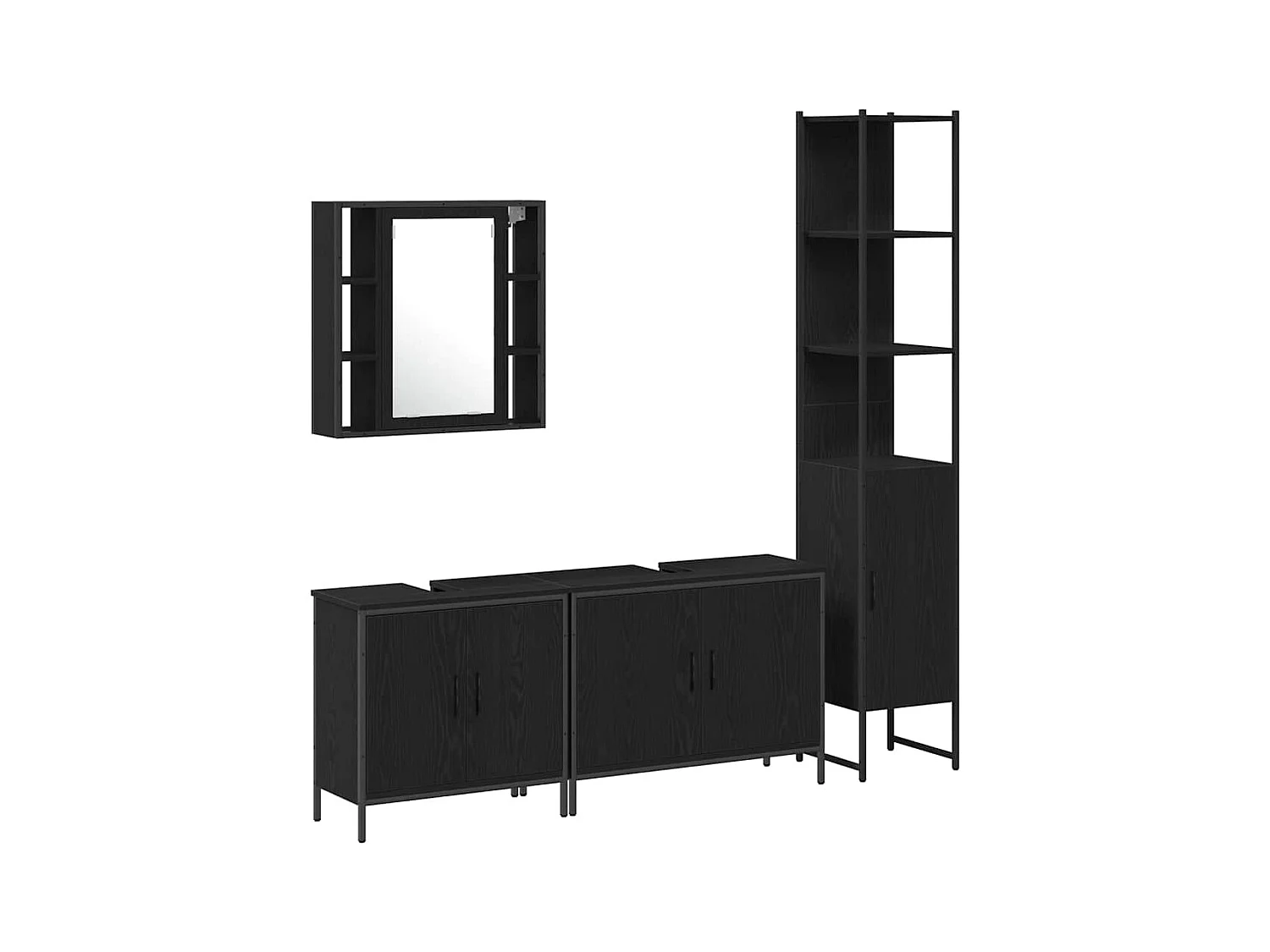 Ensemble de mobilier de salle de bain avec étagère 4 pcs Noir