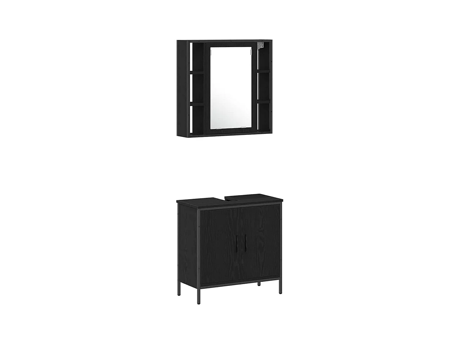 Ensemble de mobilier de salle de bain avec étagère 4 pcs Noir