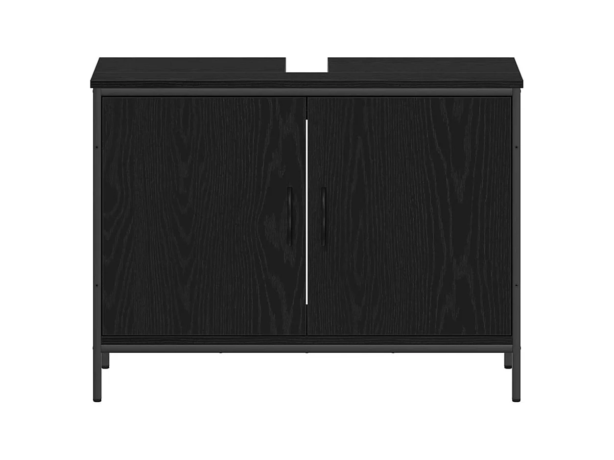 Ensemble de mobilier de salle de bain avec étagère 4 pcs Noir