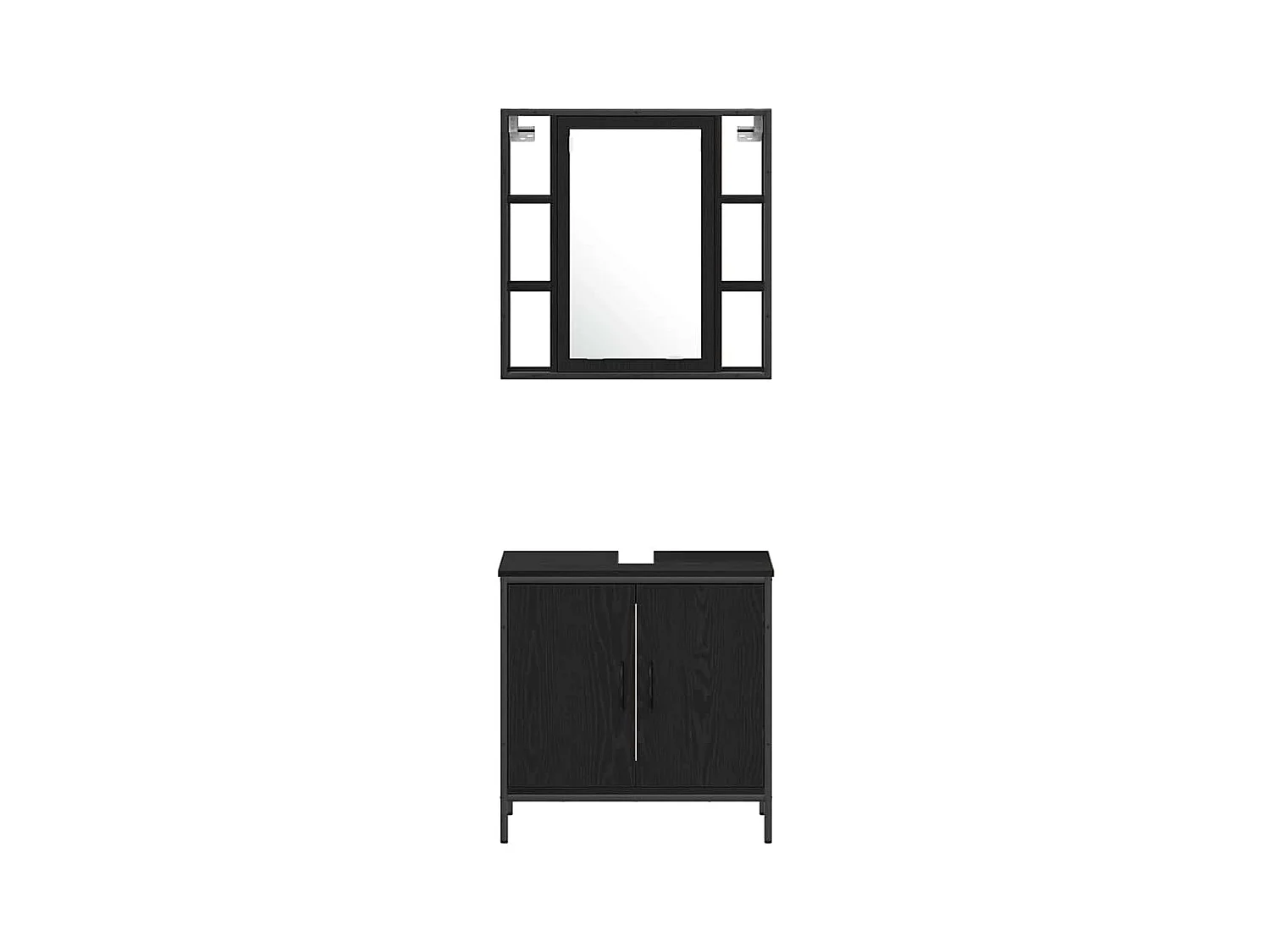 Ensemble de mobilier de salle de bain avec étagère 4 pcs Noir