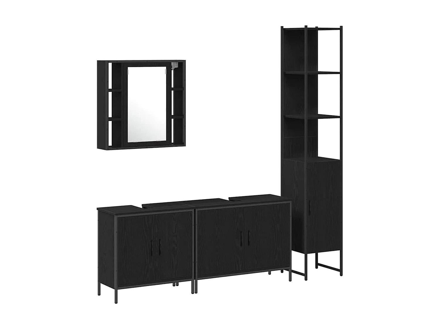 Ensemble de mobilier de salle de bain avec étagère 4 pcs Noir