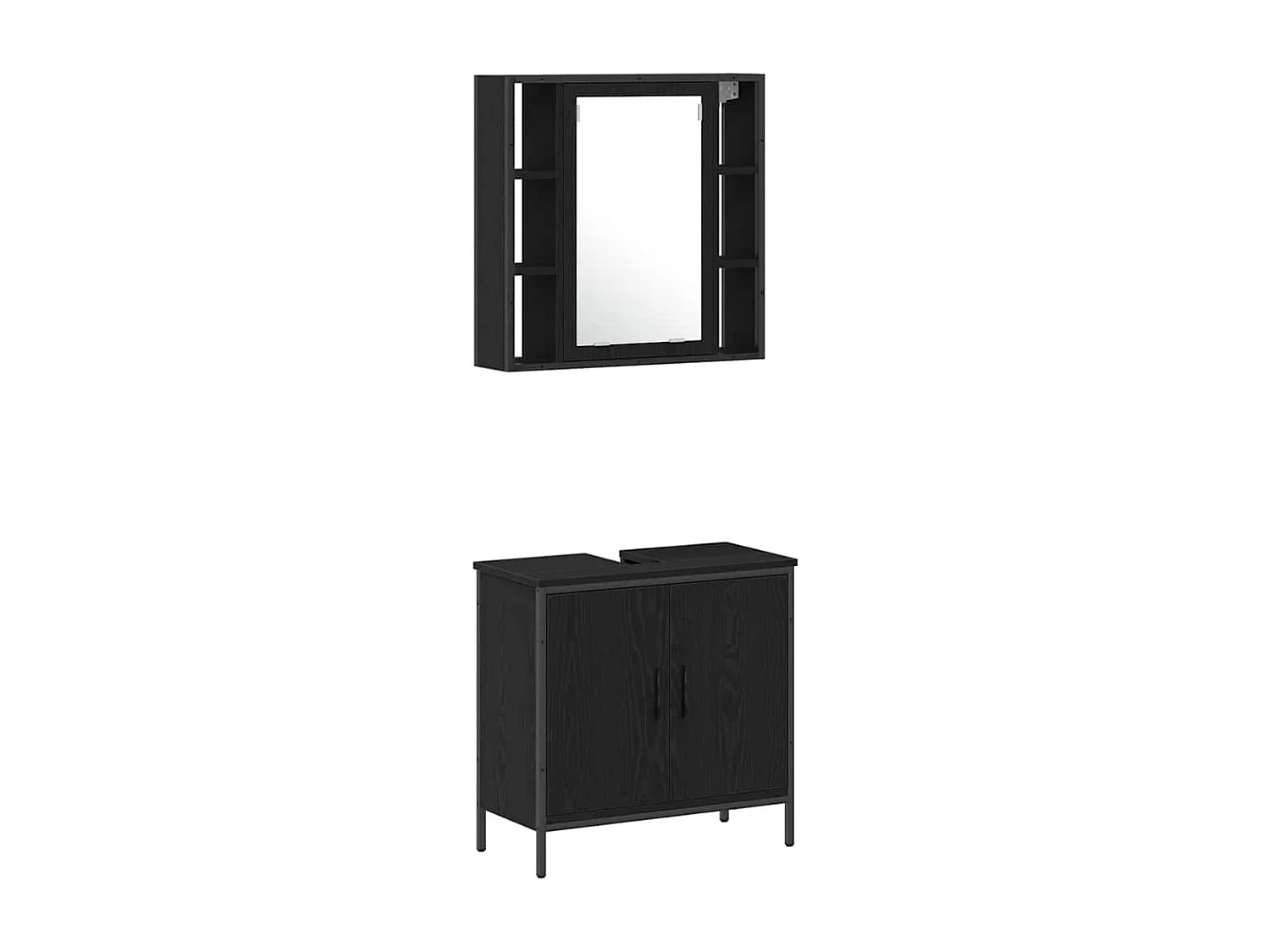 Ensemble de mobilier de salle de bain avec étagère 4 pcs Noir