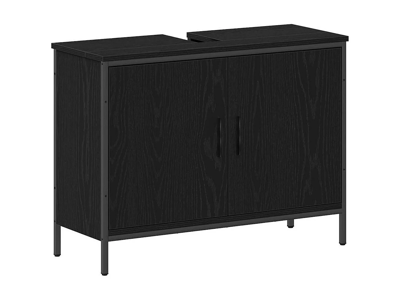 Ensemble de mobilier de salle de bain avec étagère 4 pcs Noir