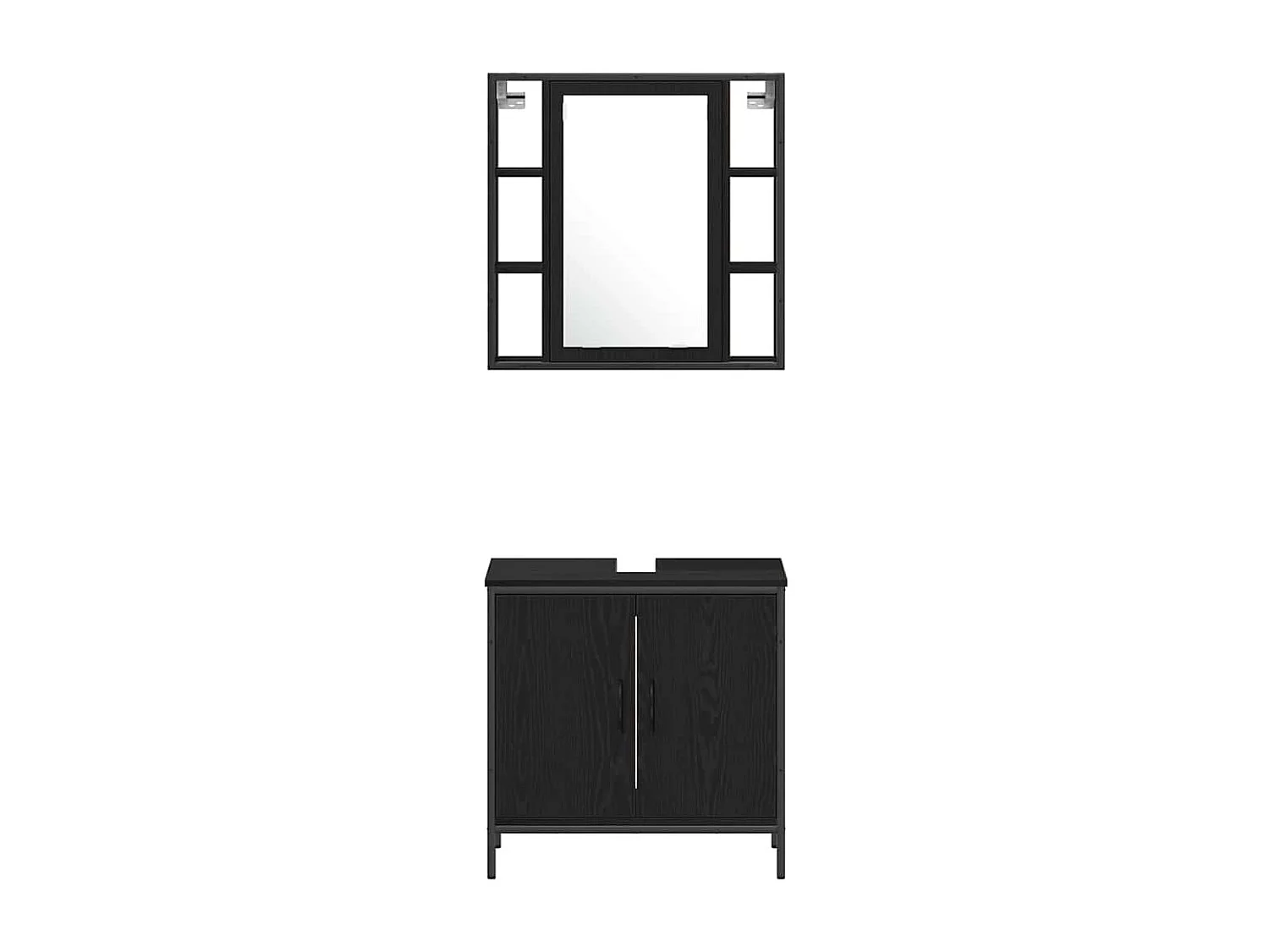 Ensemble de mobilier de salle de bain avec étagère 4 pcs Noir