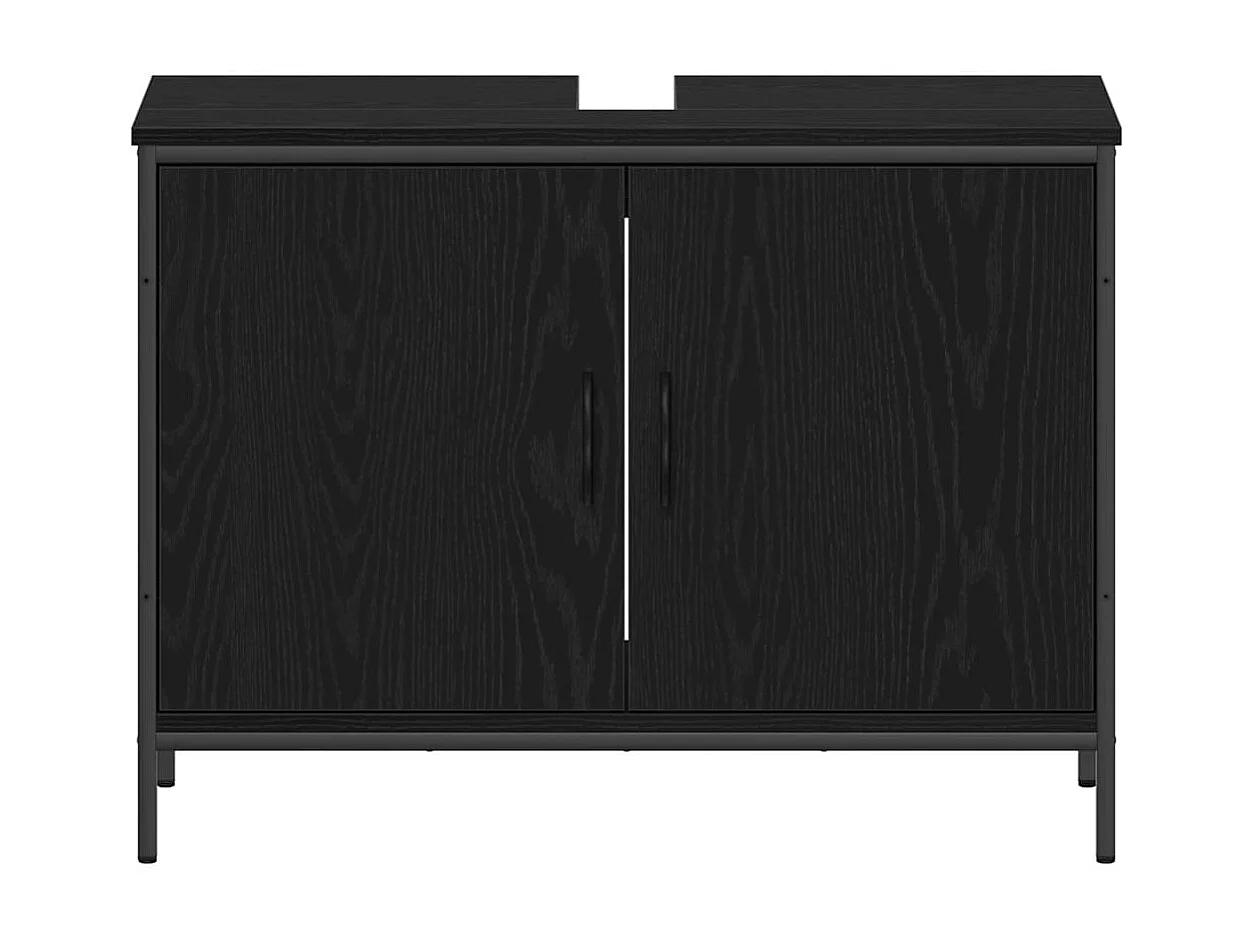 Ensemble de mobilier de salle de bain avec étagère 4 pcs Noir