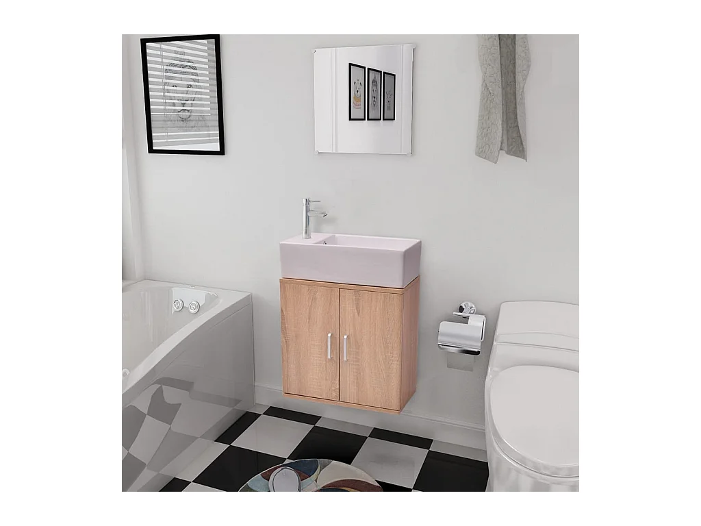 Driedelig beige badkamermeubel