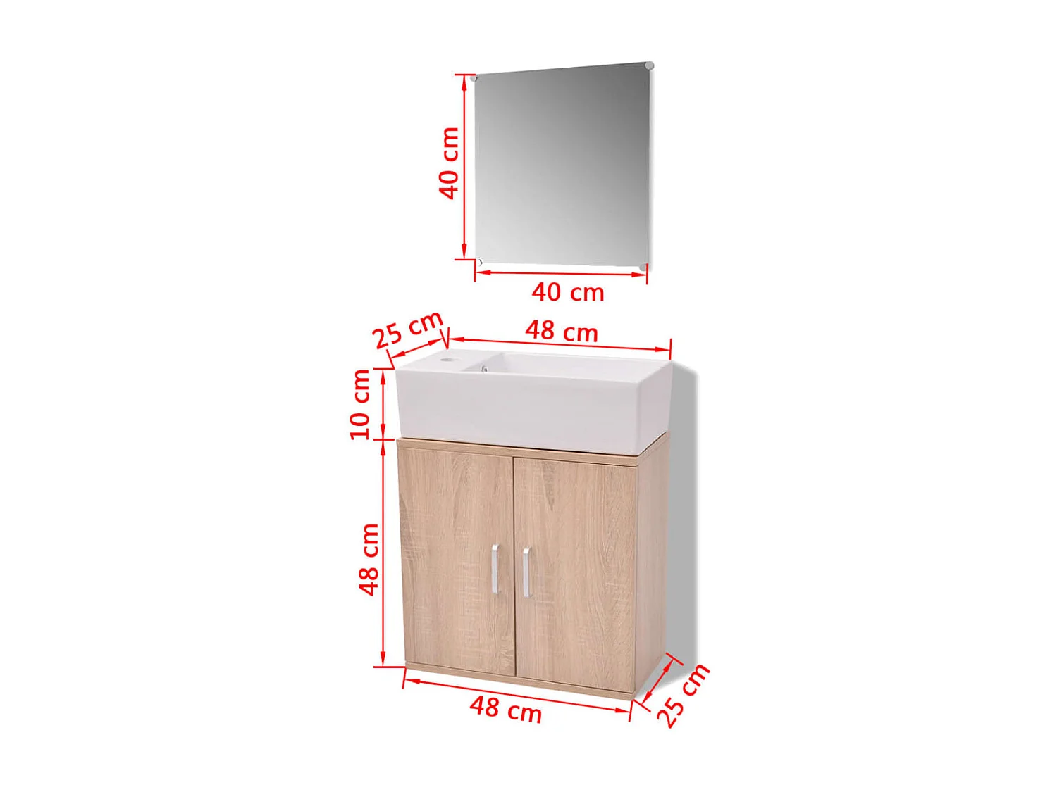 Driedelig beige badkamermeubel